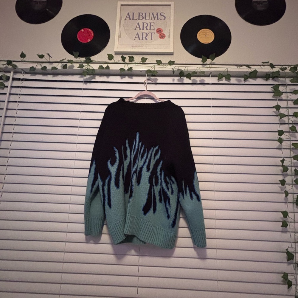 Black and Blue Flame Sweater